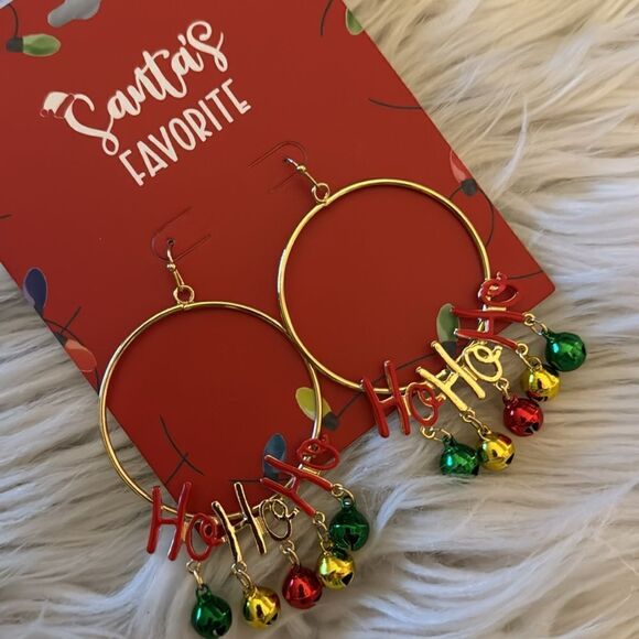 HoHoHo holiday gold tone earrings - Picture 4 of 4